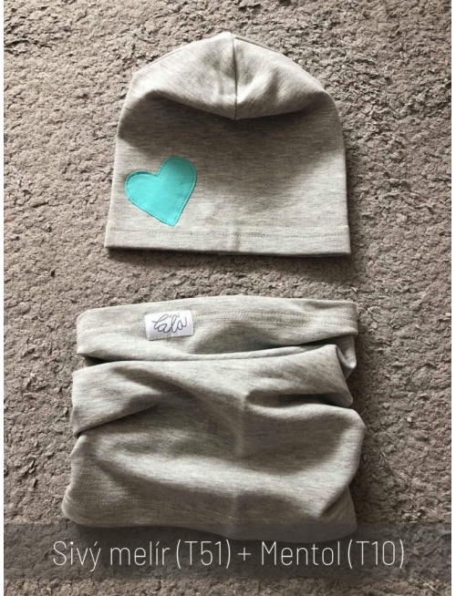 Jednofarebná šmolko čiapka s inofarebným srdiečkom - jednovrstvová