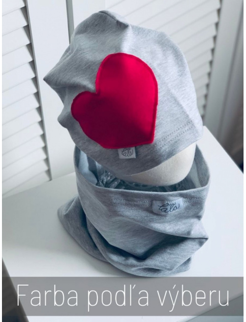 Jednofarebná šmolko čiapka s inofarebným srdcom - jednovrstvová