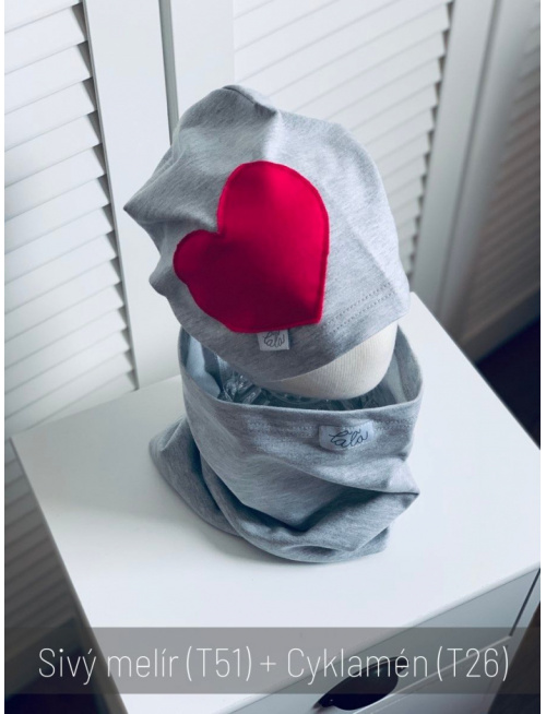 Jednofarebná šmolko čiapka s inofarebným srdcom - jednovrstvová