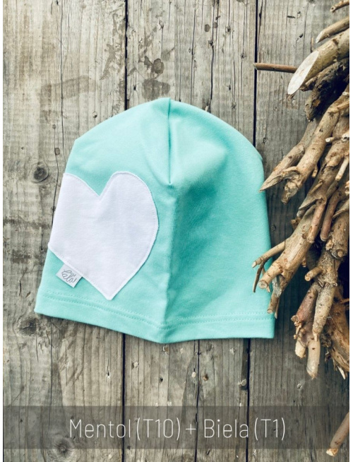 Jednofarebná šmolko čiapka s inofarebným srdcom - jednovrstvová