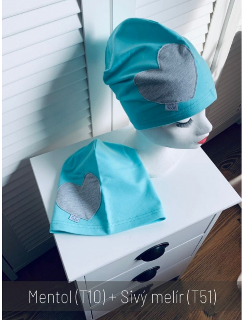 Jednofarebná šmolko čiapka s inofarebným srdcom - jednovrstvová