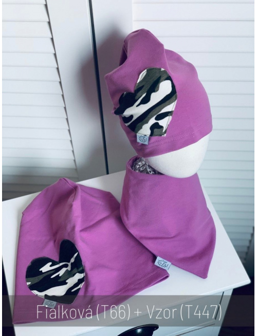 Jednofarebná šmolko čiapka so vzorovaným srdcom - jednovrstvová