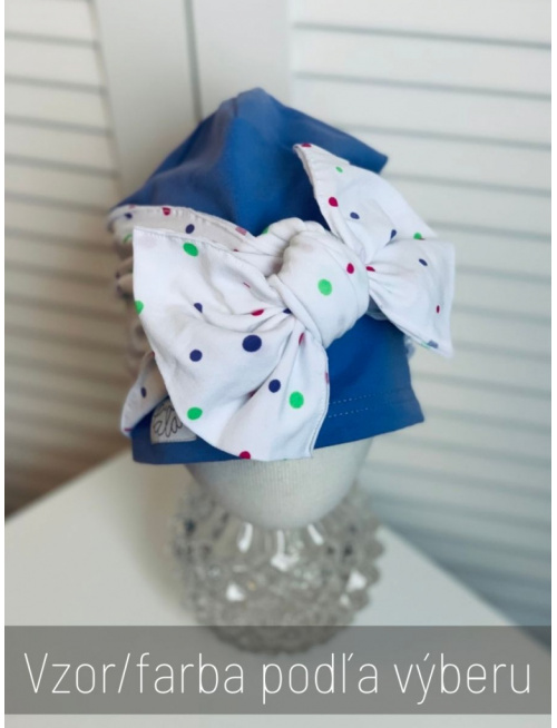 Šmolko čiapka s viazacou vzorovanou mašľou