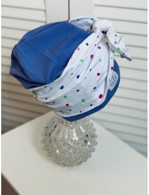 Šmolko čiapka s viazacou vzorovanou mašľou