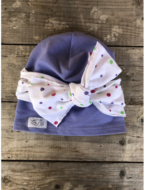 Šmolko čiapka s viazacou vzorovanou mašľou