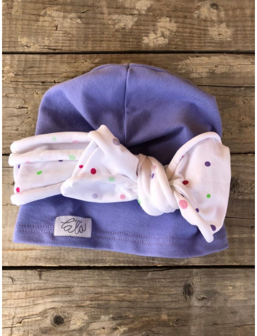 Šmolko čiapka s viazacou vzorovanou mašľou