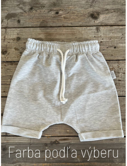 Krátke pudláče s funkčnou šnúrkou v páse - melír sivé