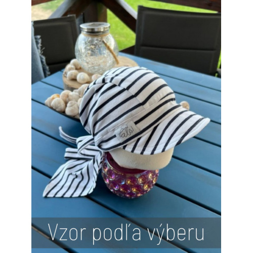 Pirátka so šiltom na viazanie - vzorovaná - úplet