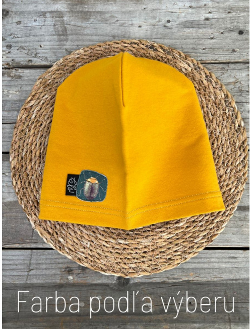 Jednofarebná šmolko čiapka s aplikáciou Chrobáčik D - jednovrstvová