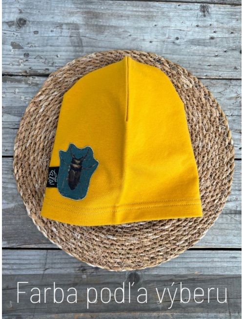 Jednofarebná šmolko čiapka s aplikáciou Chrobáčik B - jednovrstvová