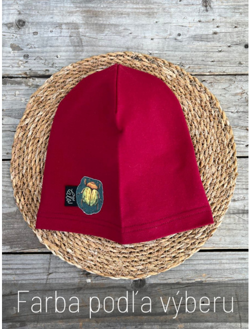 Jednofarebná šmolko čiapka s aplikáciou Chrobáčik H - jednovrstvová