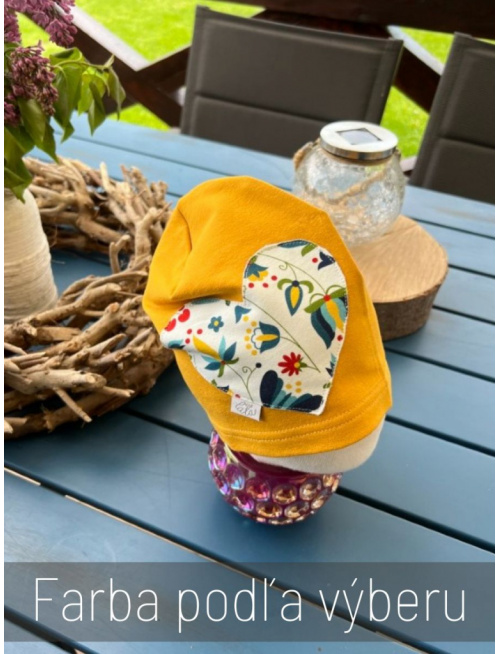 Jednofarebná šmolko čiapka so vzorovaným srdcom - jednovrstvová