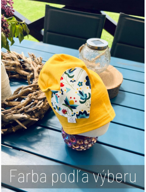 Jednofarebná šmolko čiapka so vzorovaným srdcom - jednovrstvová