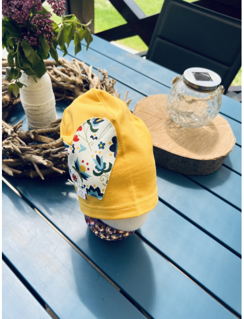 Jednofarebná šmolko čiapka so vzorovaným srdcom - jednovrstvová