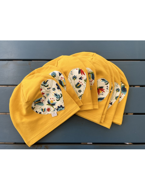 Jednofarebná šmolko čiapka so vzorovaným srdcom - jednovrstvová