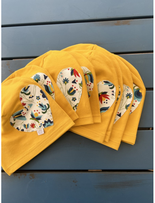 Jednofarebná šmolko čiapka so vzorovaným srdcom - jednovrstvová