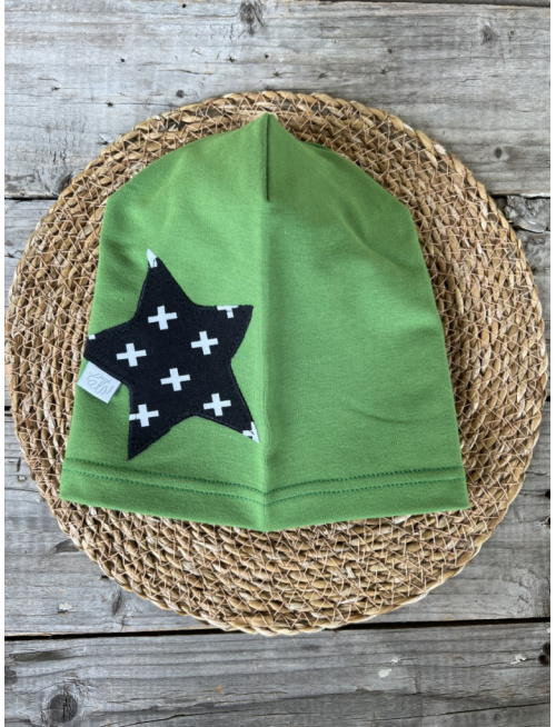 Jednofarebná šmolko čiapka so vzorovanou hviezdičkou - jednovrstvová - hrachová - LEN DO VYPREDANIA ZÁSOB