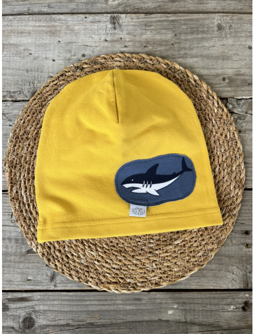 Jednofarebná šmolko čiapka s aplikáciou ŽRALOK - jednovrstvová