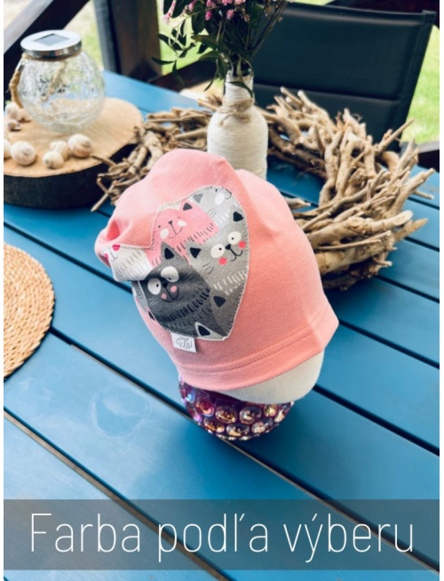 Jednofarebná šmolko čiapka so vzorovaným srdcom - jednovrstvová