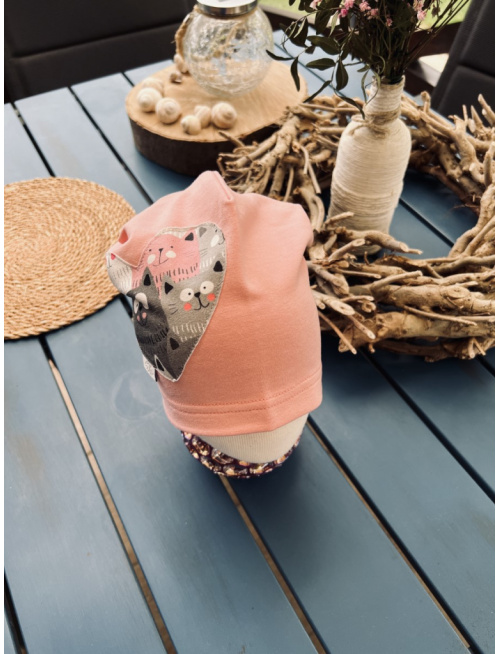 Jednofarebná šmolko čiapka so vzorovaným srdcom - jednovrstvová