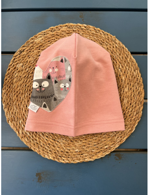 Jednofarebná šmolko čiapka so vzorovaným srdcom - jednovrstvová