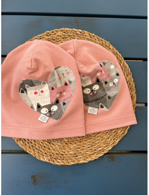 Jednofarebná šmolko čiapka so vzorovaným srdcom - jednovrstvová