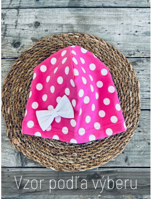 Vzorovaná plytká čiapka s mašličkou - jednovrstvová