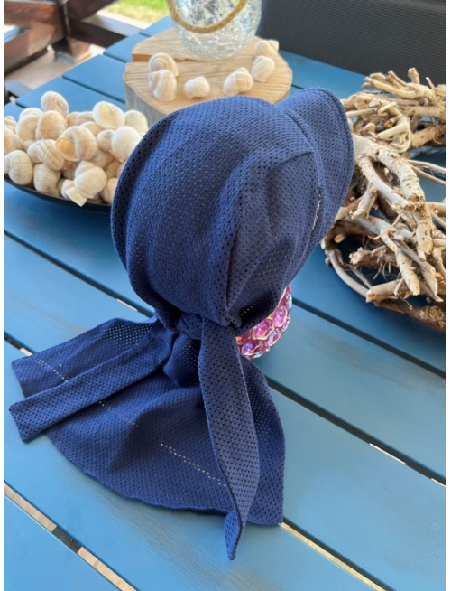 Pirátka so šiltom na viazanie - dierková - TMAVÁ MODRÁ