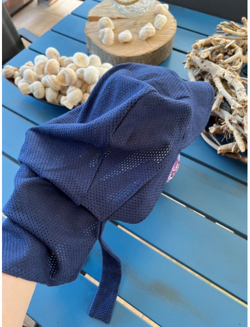 Pirátka so šiltom na viazanie - dierková - TMAVÁ MODRÁ