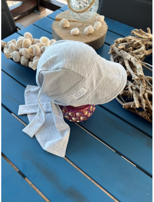 Pirátka so šiltom na viazanie - kombinovaná - SIVÁ