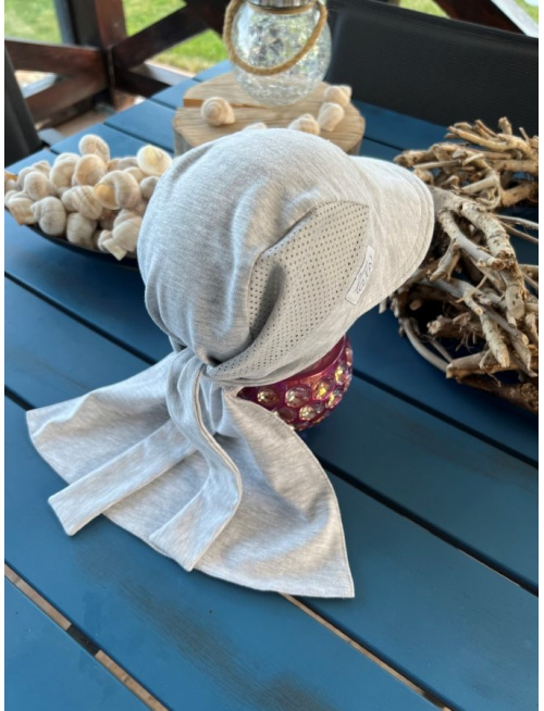 Pirátka so šiltom na viazanie - kombinovaná - SIVÁ