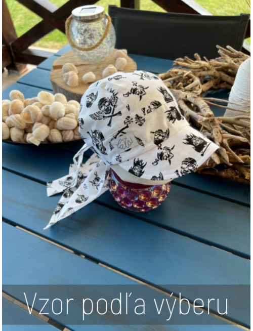 Pirátka so šiltom na viazanie - 100% pevná bavlna