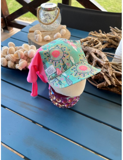 Úpletová šatka so šiltom na viazanie SUMMER Lapač snov - LEN DO VYPREDANIA ZÁSOB