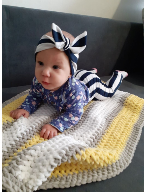 Uzlík čelenka - široký pásik - temná modrá/biela