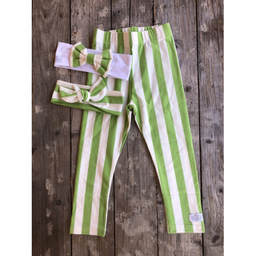 ÚPLETOVÉ legíny KLASIK - hrubý pásik - hrášková/biela