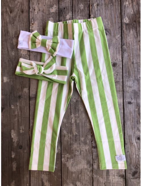 ÚPLETOVÉ legíny KLASIK - hrubý pásik - hrášková/biela