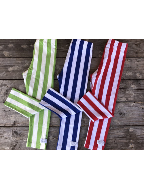 ÚPLETOVÉ legíny KLASIK - hrubý pásik - hrášková/biela