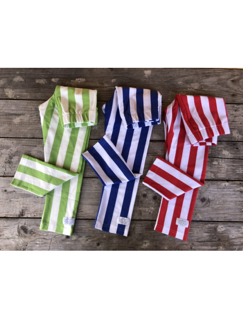 ÚPLETOVÉ legíny KLASIK - hrubý pásik - hrášková/biela