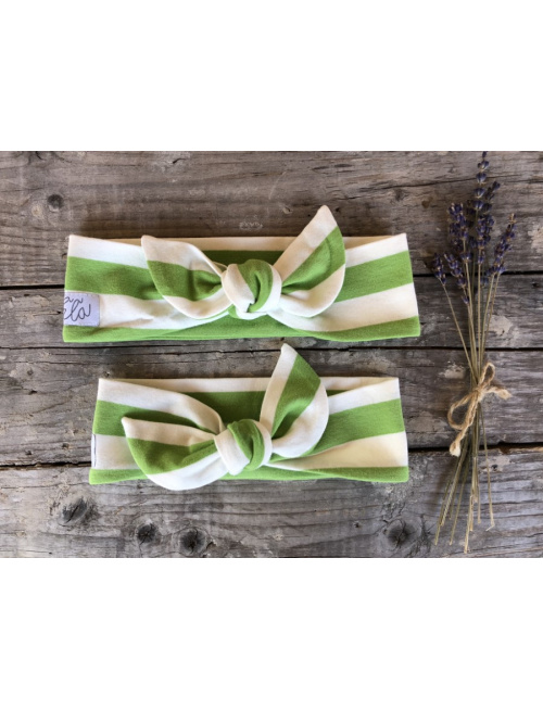 klikni pre zväčšenie Uzlík čelenka - široký pásik - hrášková/biela