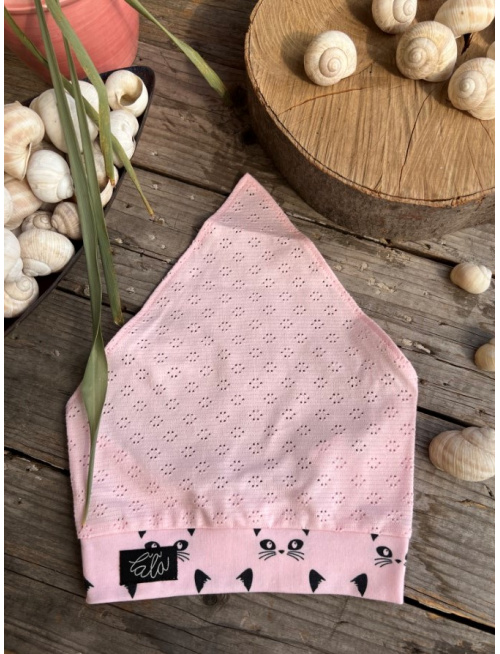 Dierková šatka LORY bez šiltu na pevno - Mačička čierna - LEN DO VYPREDANIA ZÁSOB