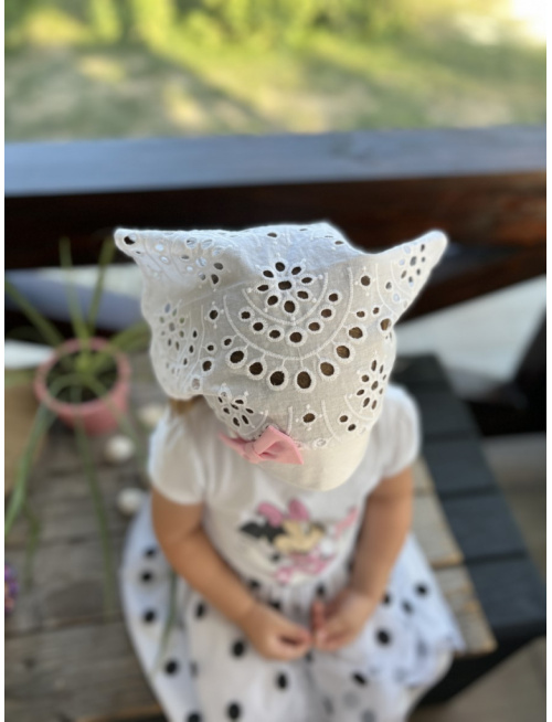 Šatka LORY bez šiltu - na pevno - Madeira s mašličkou