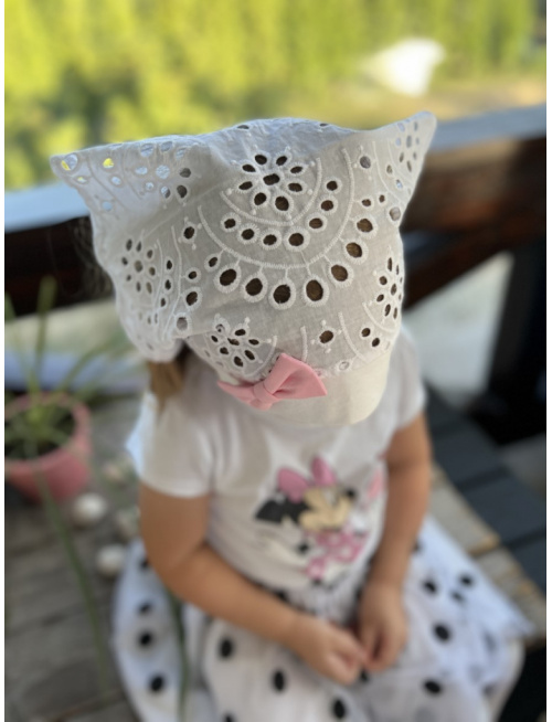 Šatka LORY bez šiltu - na pevno - Madeira s mašličkou