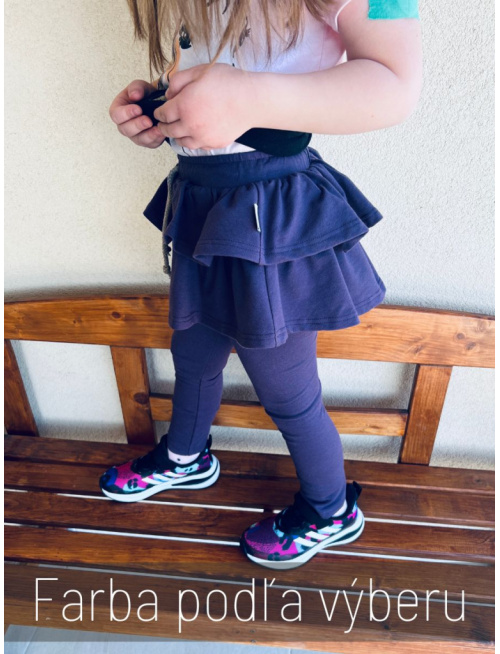 Teplákové legíny so sukňou - jednofarebné