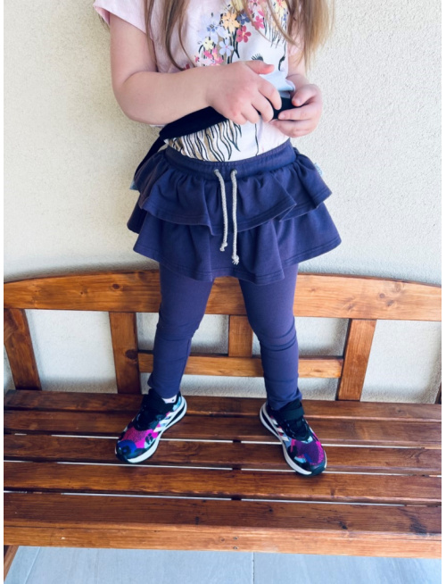 Teplákové legíny so sukňou - jednofarebné