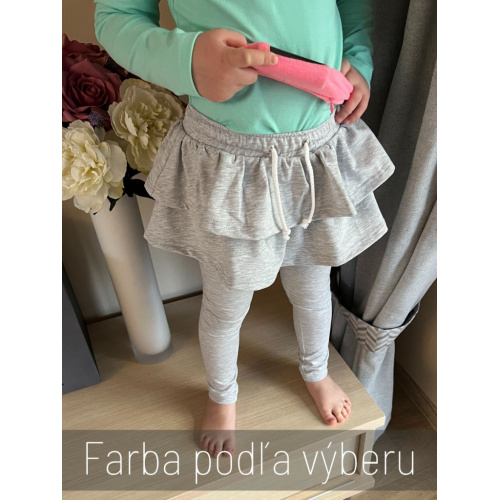 Teplákové legíny so sukňou - jednofarebné
