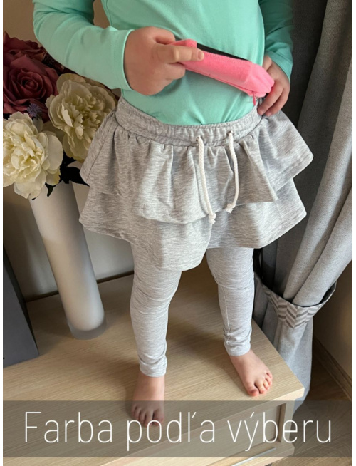 Teplákové legíny so sukňou - jednofarebné