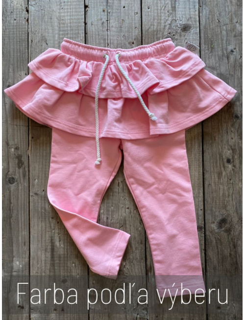 Teplákové legíny so sukňou - jednofarebné