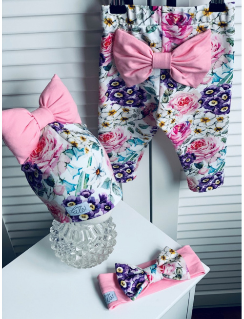 Tepláková čelenka s BIG mašľou - kombinovaná