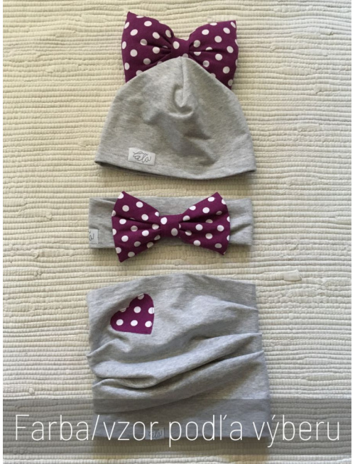 Úpletová čelenka s BIG mašľou - kombinovaná