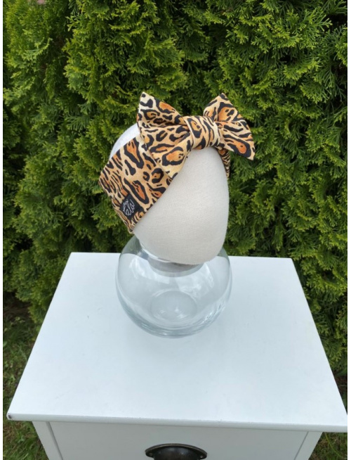 Úpletová čelenka s BIG mašľou - vzorovaná